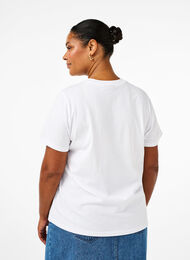 Basis t-shirt i bomuld med rund hals , Bright White, Model