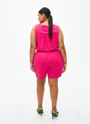 Zizzi Shorts med lommer og elastik i taljen, Pink Peacock, Model image number 1