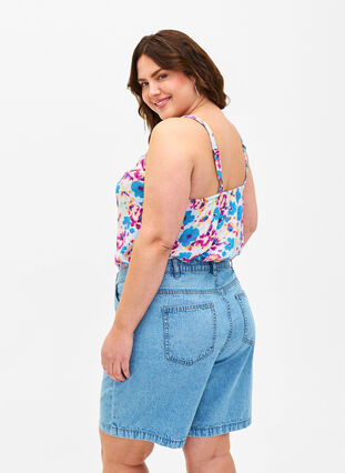 Zizzi Blomstret stroptop i viskose, Multi Flower AOP, Model image number 1