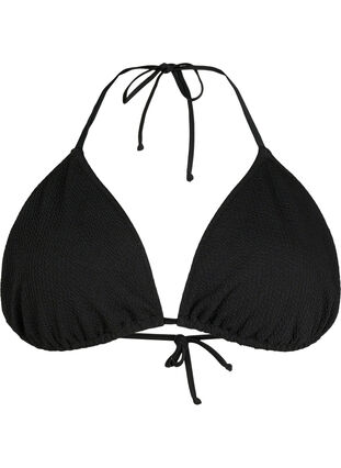Zizzi Trekants bikini bh med crepe struktur, Black, Packshot image number 0