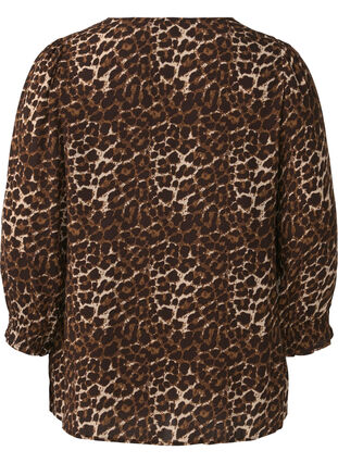 Zizzi Bluse med leopardprint og 3/4 ærmer, Leo AOP, Packshot image number 1