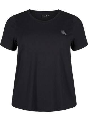 Zizzi Slim fit trænings t-shirt med rund hals, Black, Packshot image number 0