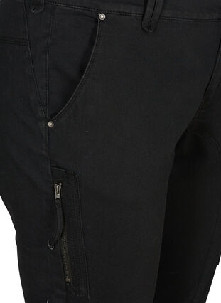 Zizzi Slim fit capri jeans med lommer, Black, Packshot image number 2