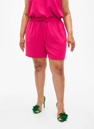 Zizzi Shorts med lommer og elastik i taljen, Pink Peacock, Model image number 2