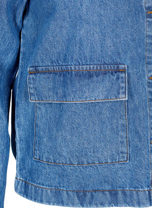 Zizzi Denim skjortejakke med lommer, Blue Denim, Packshot image number 3