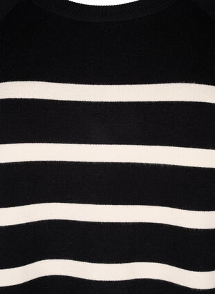 Zizzi 3/4 ærmet strikbluse med striber, Black Birch Stripes, Packshot image number 2