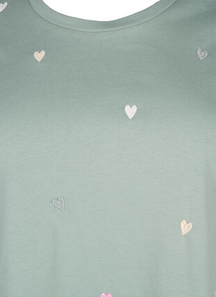 Zizzi T-shirt i økologisk bomuld med hjerter, Chinois G. Love Emb., Packshot image number 2