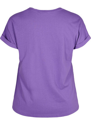 Zizzi Kortærmet t-shirt i bomuldsblanding, Deep Lavender, Packshot image number 1