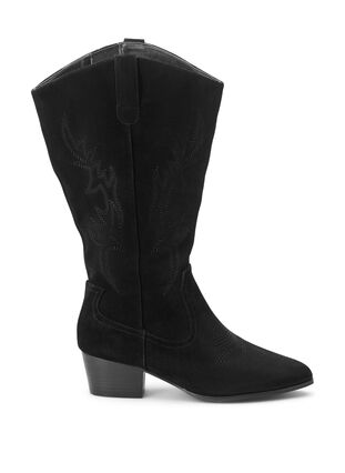 Zizzi Wide fit - Cowboystøvle i ruskind, Black, Model image number 1