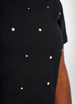Zizzi T-shirt i bomuld med similisten, Black, Model image number 2