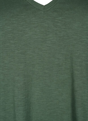 Zizzi Kortærmet basis t-shirt med v-hals, Thyme, Packshot image number 2