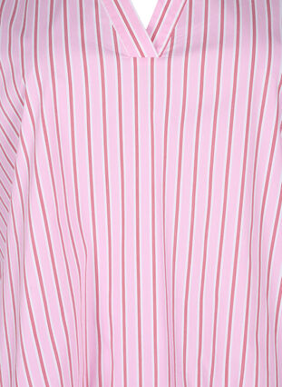 Zizzi Stribet bluse med peplum og flæsedetaljer, Pink Red Stripe, Packshot image number 2