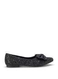 Wide fit glitter ballerina med sløjfe, Black