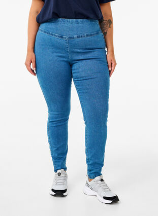 Zizzi Stretchy jeggings med høj talje, Light Blue, Model image number 2