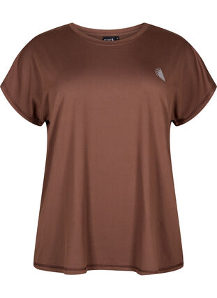 Zizzi Kortærmet trænings t-shirt, Chocolate Martini, Packshot image number 0