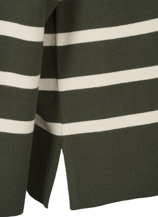 Zizzi Stribet strikbluse med rund hals, D. Bag Birch Stripe, Packshot image number 3