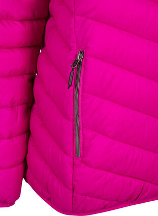 Zizzi Letvægts jakke med hætte, Fuchsia Red, Packshot image number 3