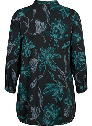 Zizzi FLASH - Blomstret tunika med lange ærmer, Black Scarab Flower, Packshot image number 1