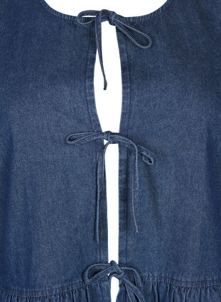 Zizzi Peplum bluse i denim med bindelukning, Dark Blue Denim, Packshot image number 2