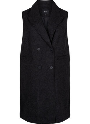 Zizzi Lang vest i uld-look, Dark Grey Melange, Packshot image number 0