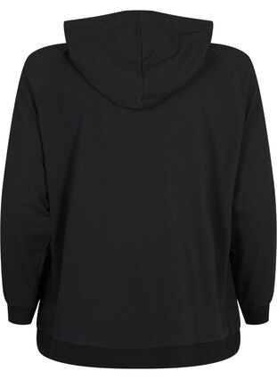 Zizzi Sweatcardigan med hætte og lommer, Black, Packshot image number 1