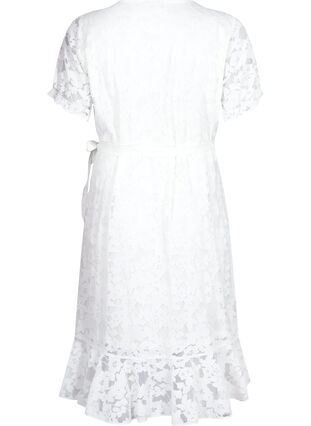 Zizzi Blonde wrapkjole med korte ærmer, Bright White, Packshot image number 1