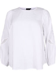 Bluse i TENCEL™ Modal med broderidetaljer, Bright White