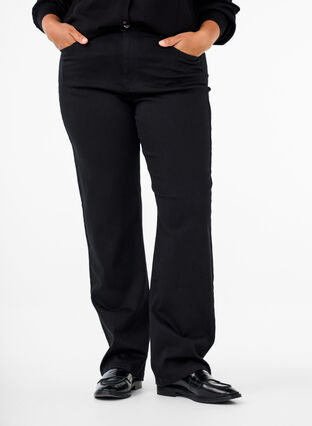 Zizzi Højtaljede Gemma jeans med straight fit, Black, Model image number 2