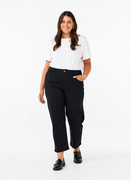 Cropped Vera jeans med straight fit, Black, Model