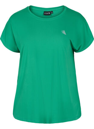 Zizzi Ensfarvet trænings t-shirt, Jolly Green, Packshot image number 0
