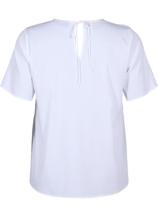 Zizzi Kortærmet bluse i viskose med bindebånd, Bright White, Packshot image number 1