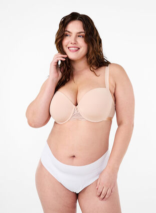 Zizzi Formstøbt bh med mesh , Nude, Model image number 4