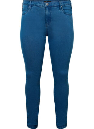 Zizzi Højtaljede super slim Amy jeans, Mid Blue, Packshot image number 0