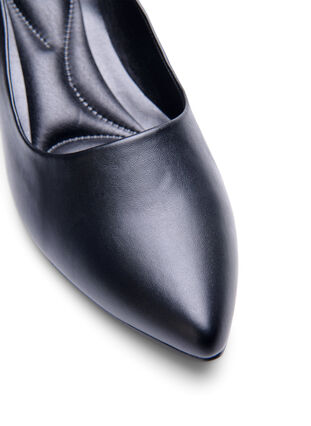 Zizzi Wide fit - Læder pump med spids tå, Black, Packshot image number 3