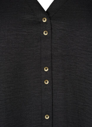 Zizzi Skjortebluse med v-hals og korte ærmer, Black, Packshot image number 2