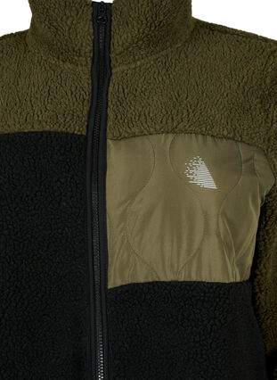Zizzi Teddy jakke med colorblock, Forest Night comb., Packshot image number 2