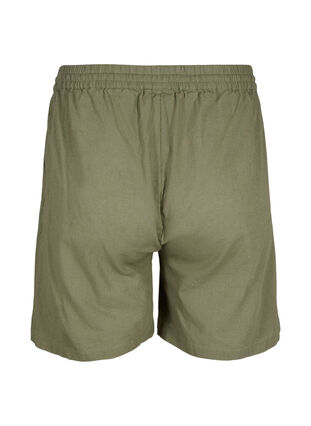 Zizzi Løse shorts i bomuldsmix med hør, Deep Lichen Green, Packshot image number 1