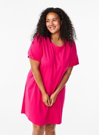 T-shirt kjole i bomuld, Bright Rose, Model