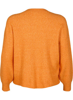 Zizzi Ribstrikket cardigan med knapper, Marmelade Mel., Packshot image number 1