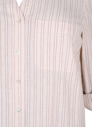 Zizzi Skjortebluse med knaplukning i bomuldsmix med hør, Sandshell White, Packshot image number 2