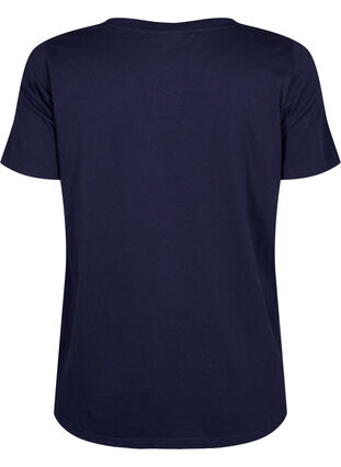 Zizzi T-shirt i bomuld med tekstmotiv, Evening Blue w. 58, Packshot image number 1