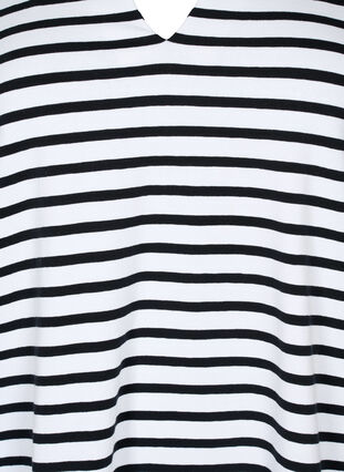 Zizzi Bomulds t-shirt med striber og v-hals, B. White/Bl. Stripes, Packshot image number 2