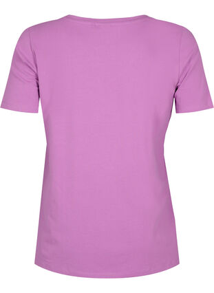 Zizzi Ensfarvet basis t-shirt i bomuld, Iris Orchid, Packshot image number 1