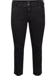 Cropped Emily jeans med rå kant forneden, Dark Grey Denim