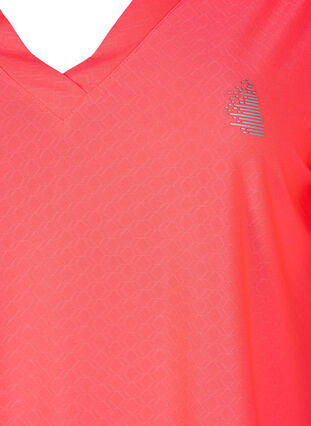 Zizzi Trænings t-shirt med v-hals og mønster, Fyring Coral ASS, Packshot image number 2