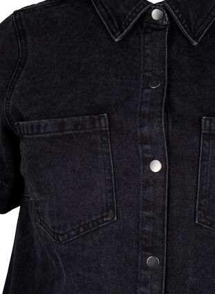 Zizzi Lang denimskjorte med korte ærmer, Grey Washed, Packshot image number 2