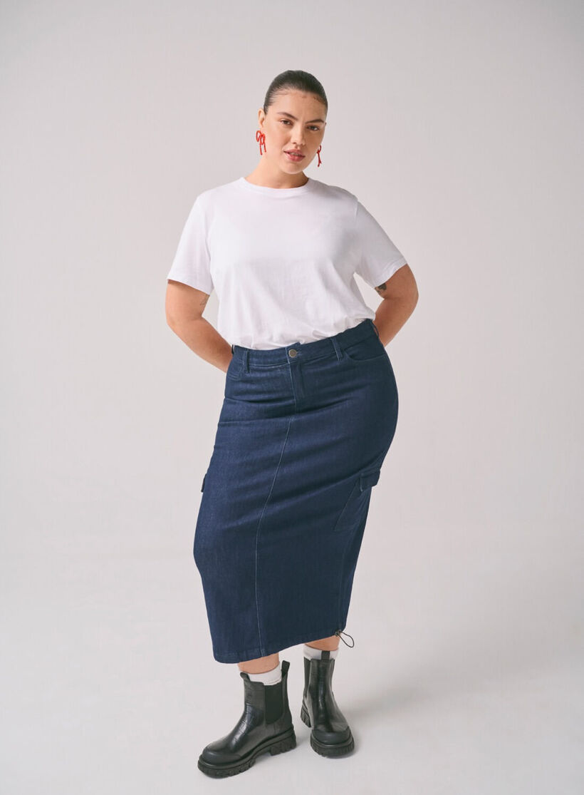 Zizzi Maxi denim nederdel, , Model, 2