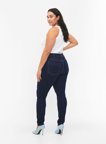 Zizzi Amy jeans med høj talje og super slim fit, Dark blue, Model image number 1