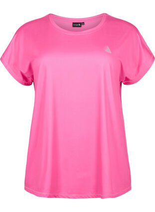 Zizzi Kortærmet trænings t-shirt, Raspberry Rose, Packshot image number 0