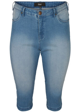 Zizzi Højtaljede Amy capri jeans med super slim fit, Light Blue Denim, Packshot image number 0